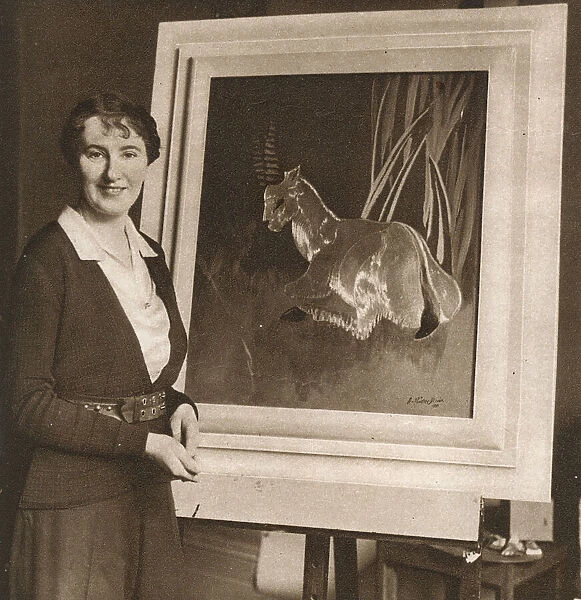 Agnes Pinder Davis with designs for the Queen Mary