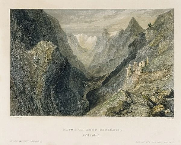 Alps. Ruins of fort Mirabouc in Pelice valley