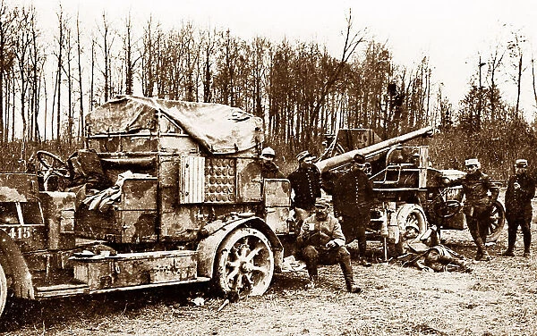 An anti-aircraft gun, probably in France, during WW1
