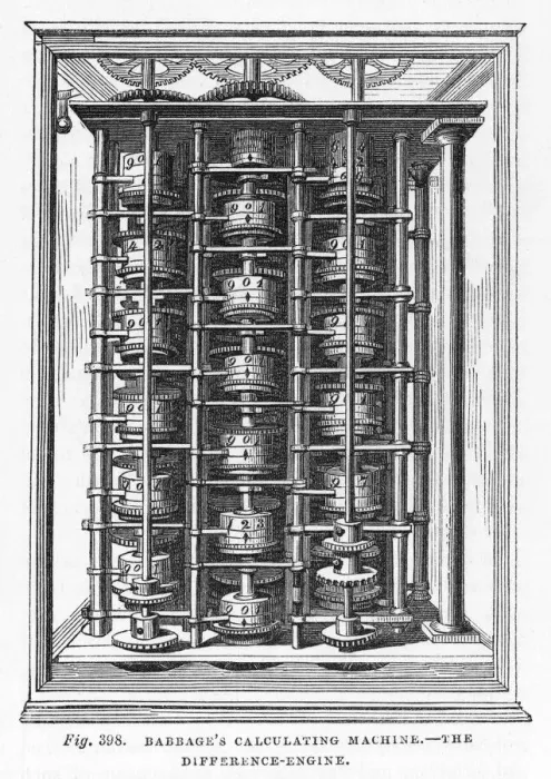 Framed Print : Babbage's Difference Engine Print circa 1822