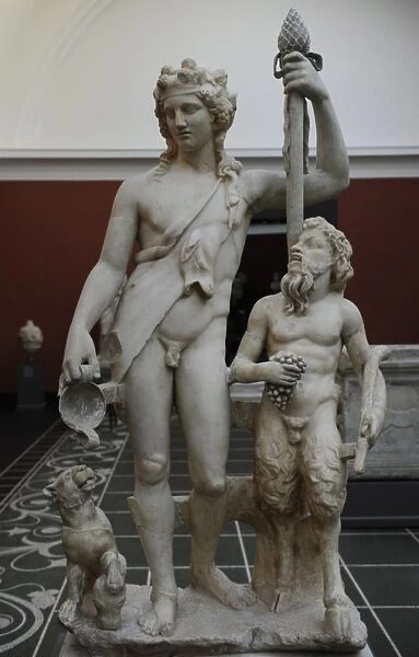 Bacchus with satyr and panther. Marble