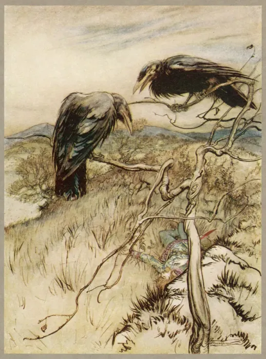 Framed Print : Print of The Twa Corbies Ballad Framed Print : Print of The Twa Corbies Ballad