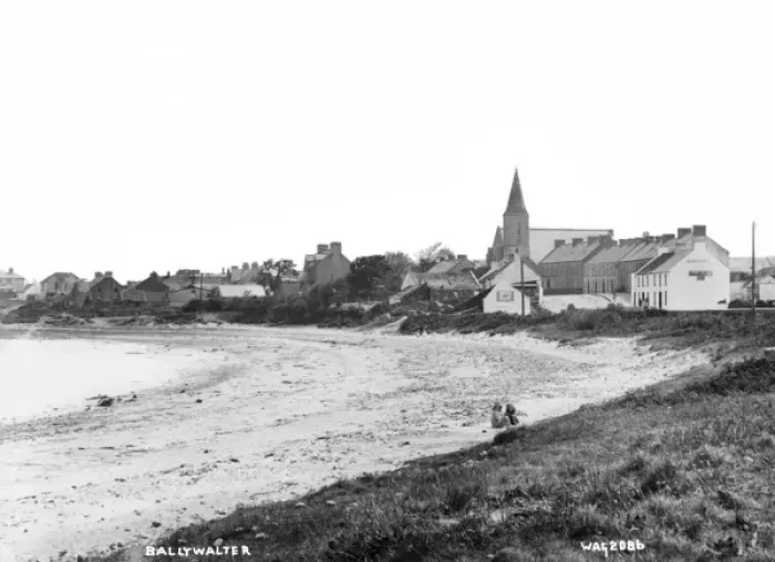 Framed Print : Early 20th Century Ballywalter Print - A View from the Beach Framed Print : Early 20th Century Ballywalter Print - A View from the Beach