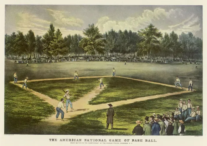 Framed Print : Print of a Baseball Game at the Elysian Fields, Hoboken Framed Print : Print of a Baseball Game at the Elysian Fields, Hoboken