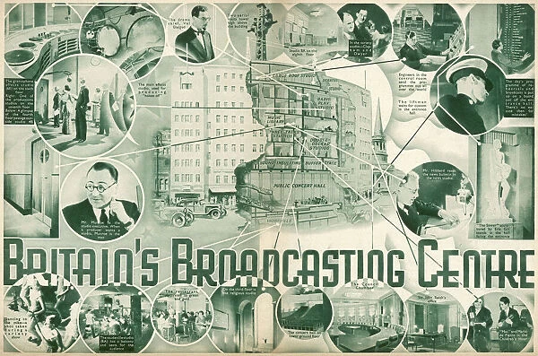 BBC 1935. Spread from Radio Pictorial Annual showing the British Broadcasting