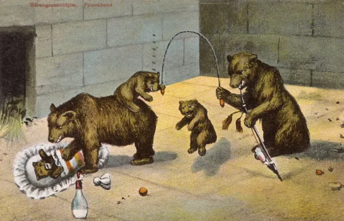 Framed Print : Print of bears playing in an enclosure Framed Print : Print of bears playing in an enclosure