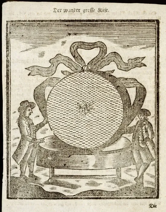 Framed Print : A 1793 Print of a massive Cheshire cheese, weighing 1000 pounds Framed Print : A 1793 Print of a massive Cheshire cheese, weighing 1000 pounds