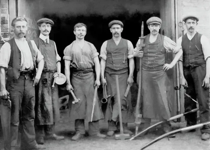 Framed Print : Blacksmiths outside their Forge: A Vintage Print Framed Print : Blacksmiths outside their Forge: A Vintage Print