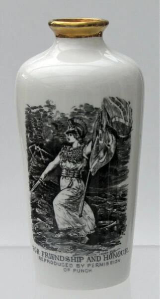 Blairs China vase with a Raven Hill cartoon