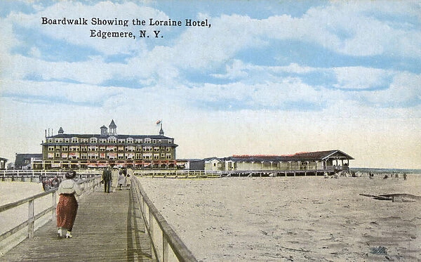 Boardwalk and Lorraine Hotel, Edgemere, New York, USA