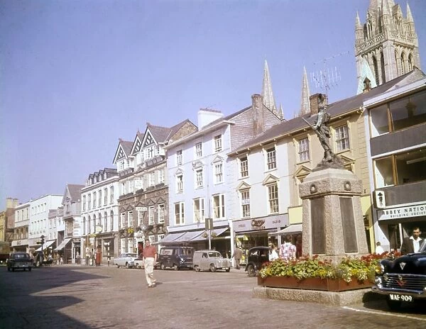 Boscawen Street with war memorial, Truro, Cornwall