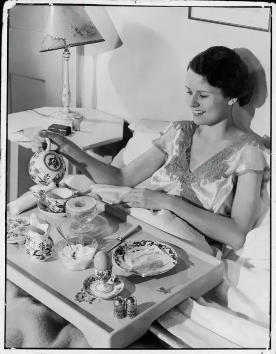 Framed Print : 1930s Breakfast in Bed Print Framed Print : 1930s Breakfast in Bed Print