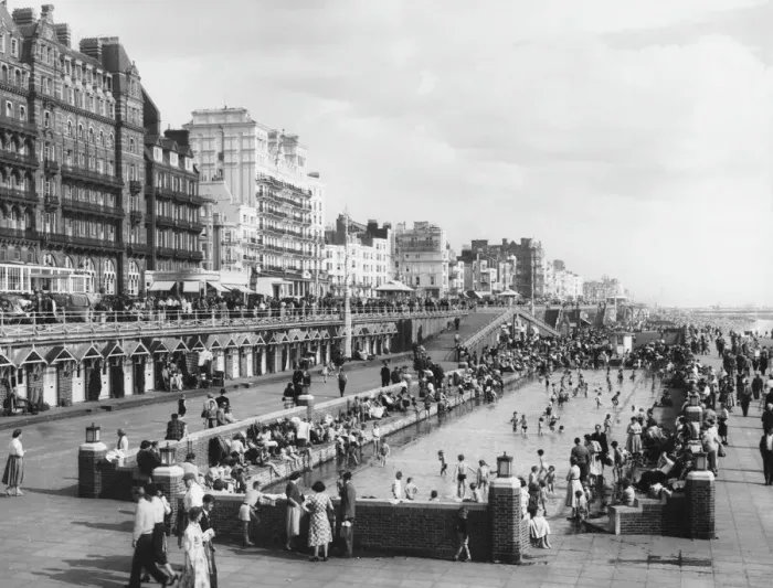 Framed Print : Vintage Brighton Seafront Print 1950s Framed Print : Vintage Brighton Seafront Print 1950s