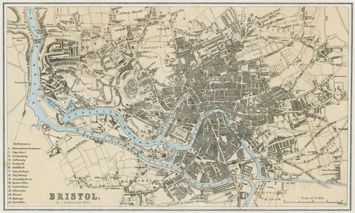 Framed Print : 1878 Bristol Print Map Framed Print : 1878 Bristol Print Map