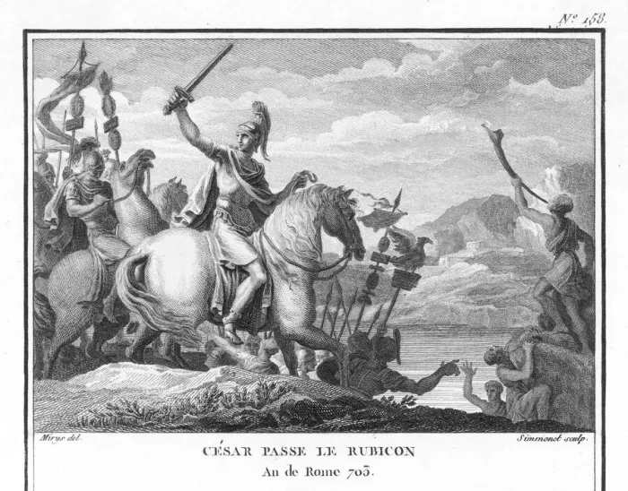 Framed Print : Julius Caesar Crosses the Rubicon Print