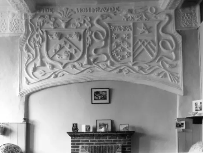 Framed Print : Calgarth Hall Heraldry Plasterwork Print, 16th century Framed Print : Calgarth Hall Heraldry Plasterwork Print, 16th century