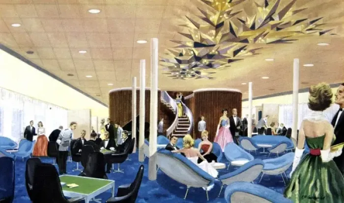Framed Print : Canberra: First Class Lounge Colour Print, 1961 Framed Print : Canberra: First Class Lounge Colour Print, 1961