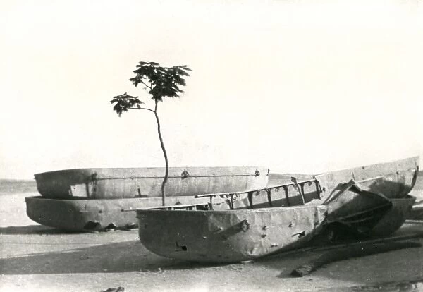 Captured Turkish pontoons, Ismailia, Egypt, WW1