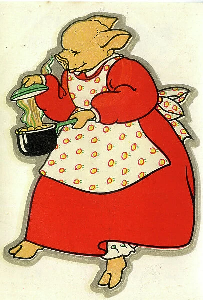 Cartoon, Mrs Pig cooking