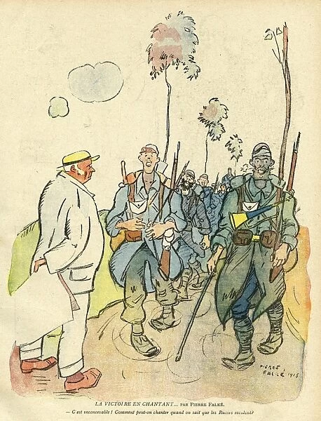 Cartoon, Victory singing, WW1