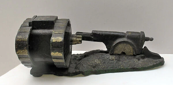 Cast Iron Starkies Patent Money Bank modelled as a cannon