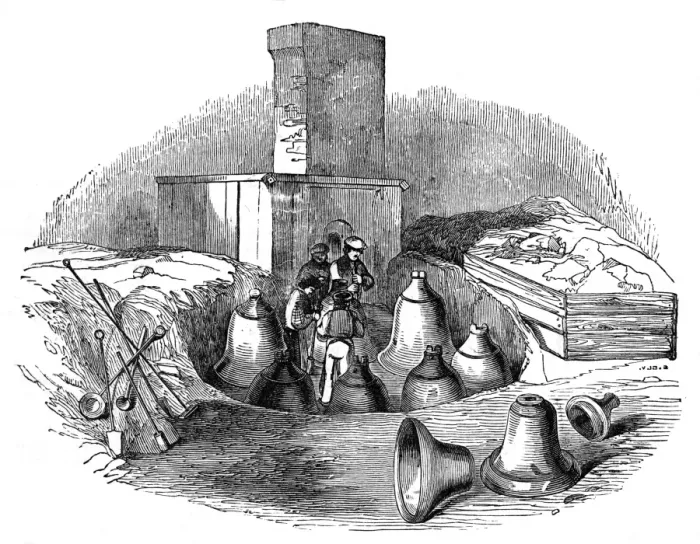 Framed Print : A Bell Foundry Casting Pit Print, c. 1830