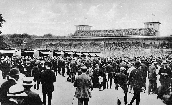 Chantilly racecourse, France, with large crowd