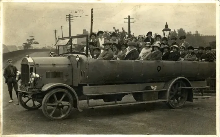 Framed Print : Charabanc Outing Print, Ramsbottom, Lancashire, 1910s Framed Print : Charabanc Outing Print, Ramsbottom, Lancashire, 1910s