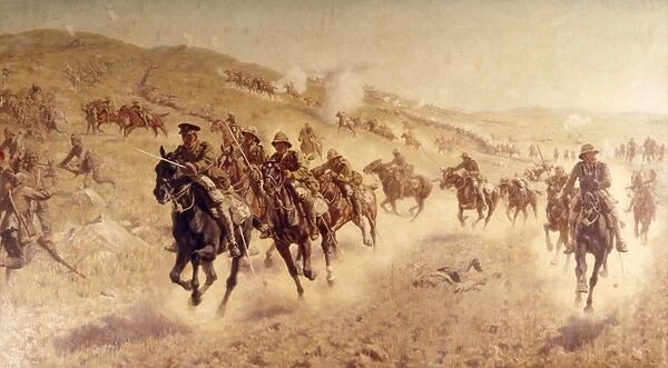 Charge of the mounted brigade at El-Mughar, WW1
