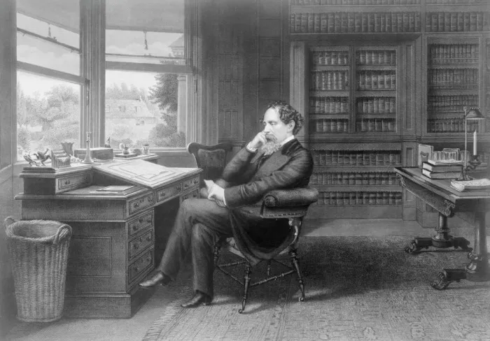 Framed Print : Charles Dickens in his Study at Gadshill Print, c1875 Framed Print : Charles Dickens in his Study at Gadshill Print, c1875