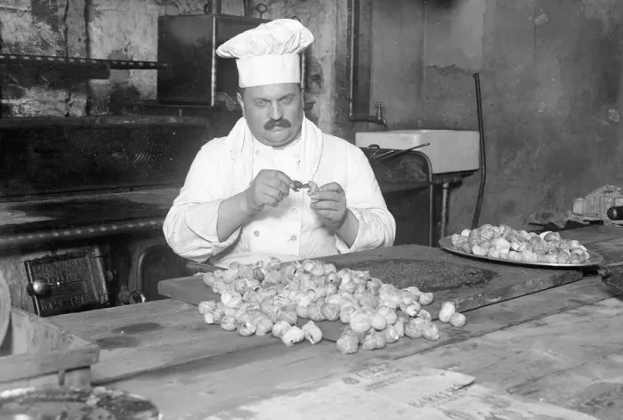 Framed Print : A French Chef Preparing Snails Print Framed Print : A French Chef Preparing Snails Print