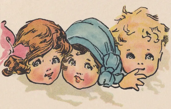Framed Print : Child Faces Print, circa 1920