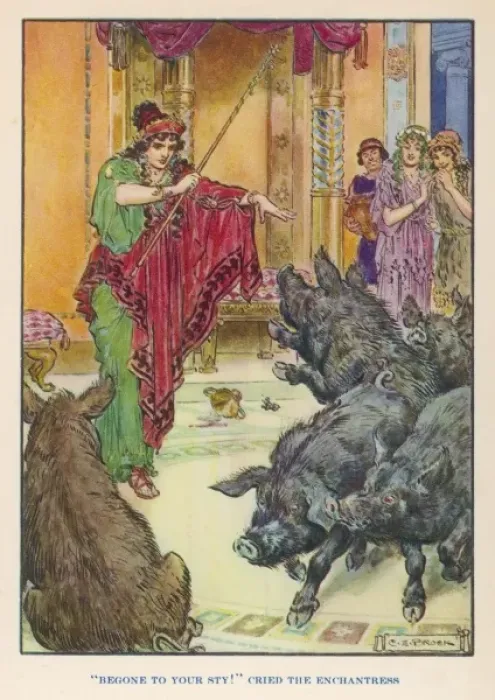Framed Print : Circe Transforms Men into Swine Print