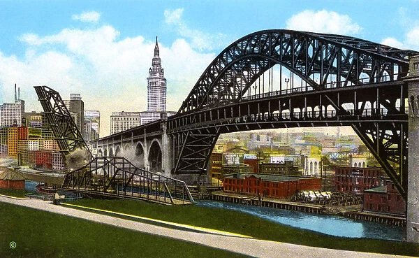 Cleveland, Ohio, USA - High Level Bridge looking East