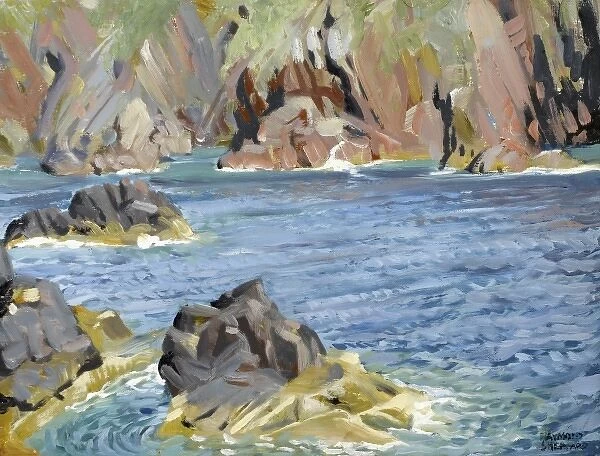 Coastal landscape with cliffs and rocks