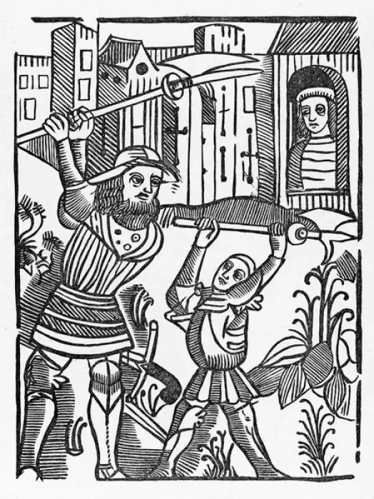 Framed Print : Colbrand and Guy Warwick Print Framed Print : Colbrand and Guy Warwick Print