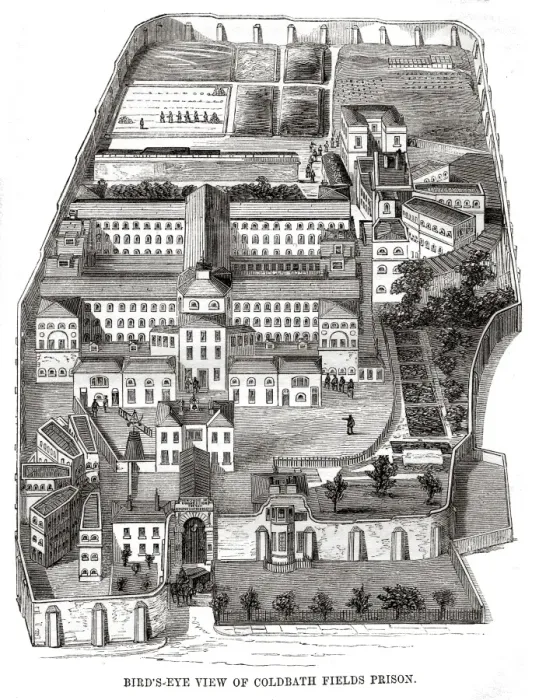 Framed Print : Bird's-eye view Print of Coldbath Fields Prison, Clerkenwell (1862) Framed Print : Bird's-eye view Print of Coldbath Fields Prison, Clerkenwell (1862)