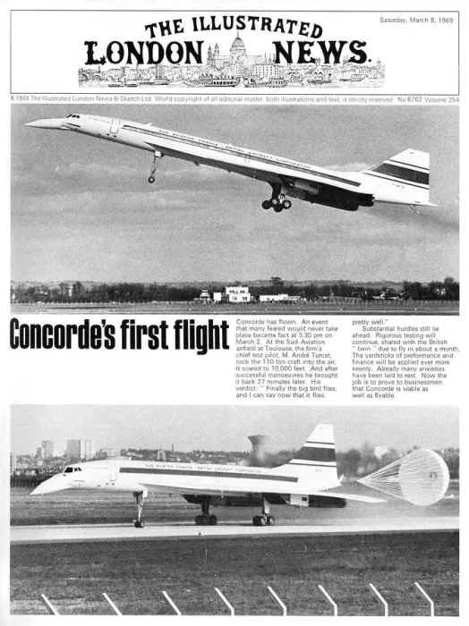Framed Print : Concorde's First Flight Print - 1969 Illustrated London News Framed Print : Concorde's First Flight Print - 1969 Illustrated London News