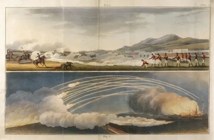 Framed Print : Congreve Rocket Print, 1827 Framed Print : Congreve Rocket Print, 1827