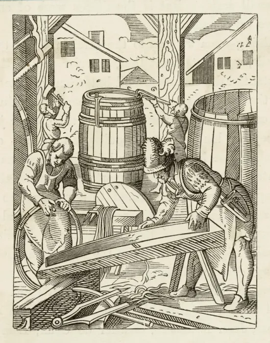 Framed Print : Cooper Making Barrels Print Framed Print : Cooper Making Barrels Print