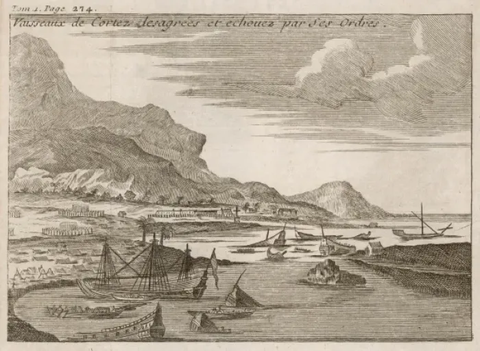 Framed Print : Cortes Sinks Ships Print Framed Print : Cortes Sinks Ships Print