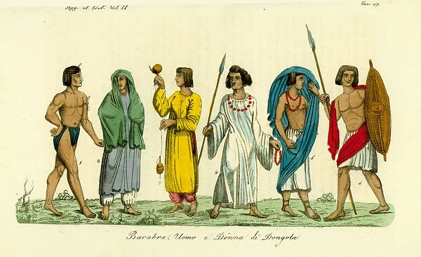 Costumes of men and women of the Nubian people of Dongola
