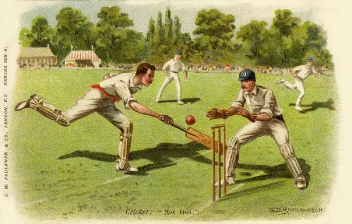 Framed Print : Print of a Cricket Batsman Taking a Quick Single