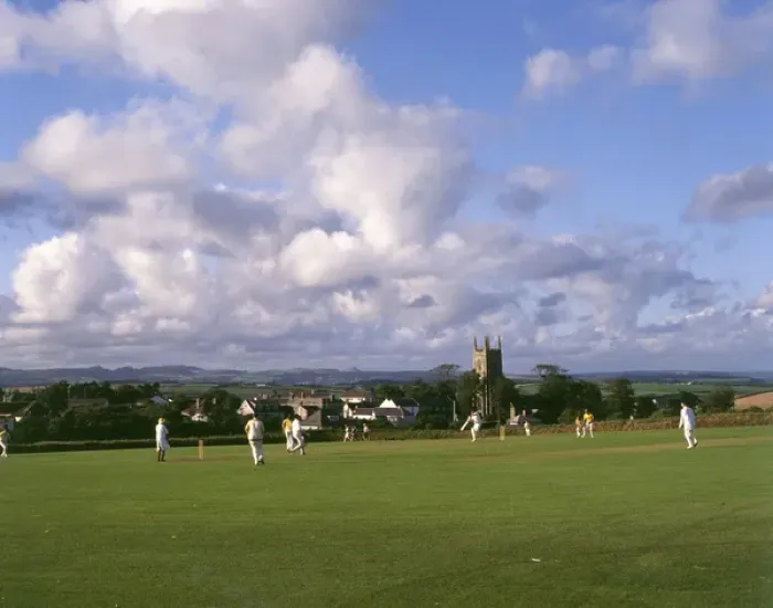 Framed Print : Cricket Match Print at Gorran Haven, Cornwall