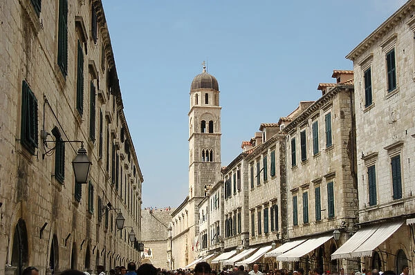 CROATIA. DUBROVNIK. Placa street and and Franciscan Monaster