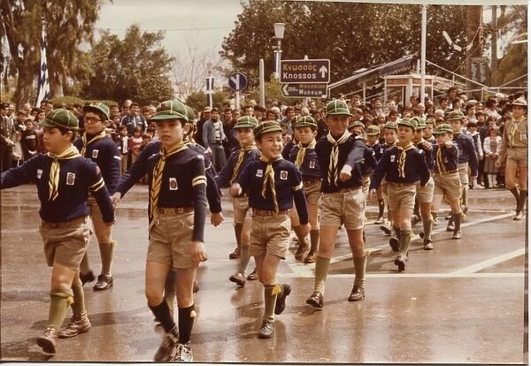 Cub scouts on parade, Heraklion, Crete