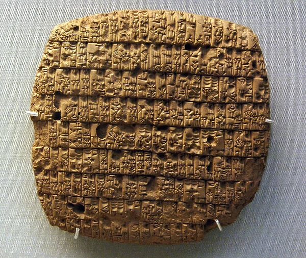 Cuneiform tablet depicting beer allocation. 2351-2342 BC. Fr