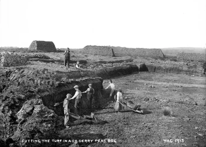 Framed Print : Co. Derry Peat Bog Print, circa early 1900s Framed Print : Co. Derry Peat Bog Print, circa early 1900s