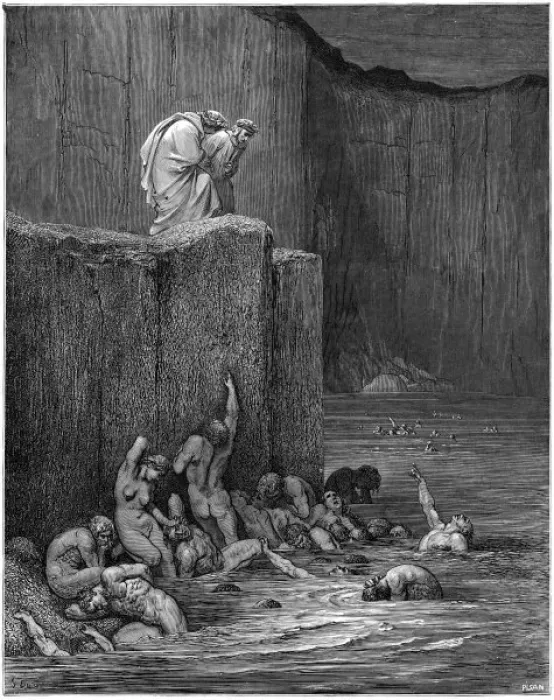 Framed Print : Print of Damned in Hell Scene