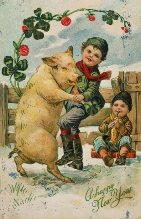 Framed Print : A Boy Dances with a Pig Print C1905 Framed Print : A Boy Dances with a Pig Print C1905
